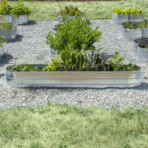 Oval steel raised garden planter